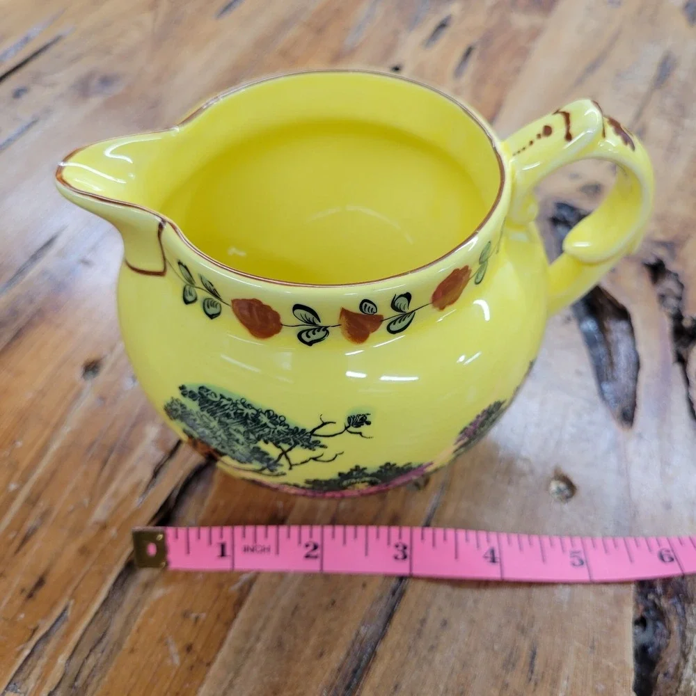 Vtg MOTTAHEDEH Yellow Cup & Pitcher Set Portugal Smithsonian Tea Coffee Gift‎